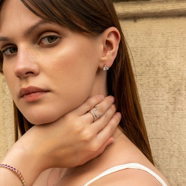 Spero London Triangle Sterling Silver Stud Earring