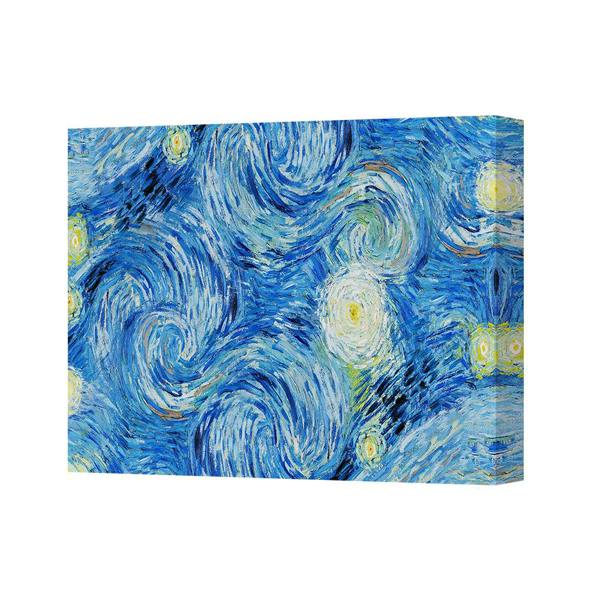 Benjamin Tate Design Starry Night Style Canvas Wall Art Print Blue Swirl Night Scene