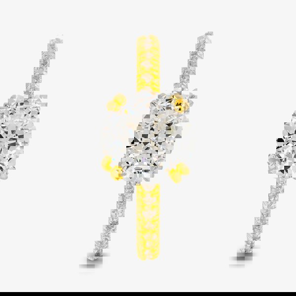 Starbright Gold Cushion-Cut Cubic Zirconia Shouldered Ring R6219 3A GP