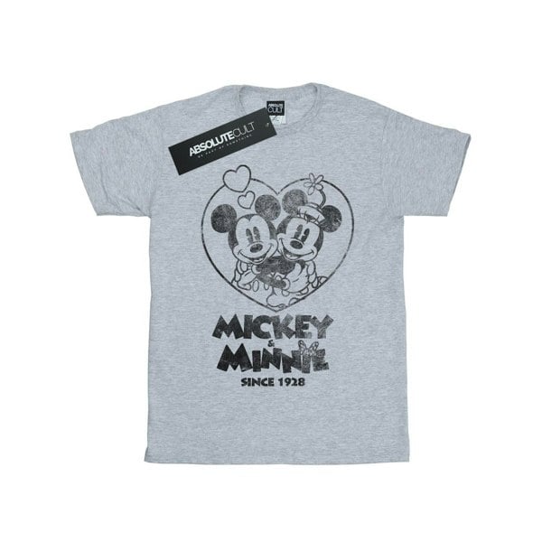 Disney Womens/Ladies Mickey And Minnie Mouse Since 1928 Cotton Boyfriend T-Shirt - Sports Grey