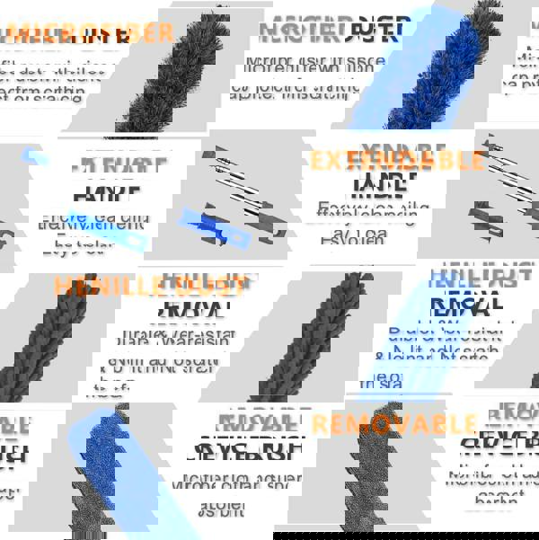 MANTRARAJ Extendable Feather 6PCS Duster Cleaning Kit Microfiber with Telescoping Extension Pole 100 Inch