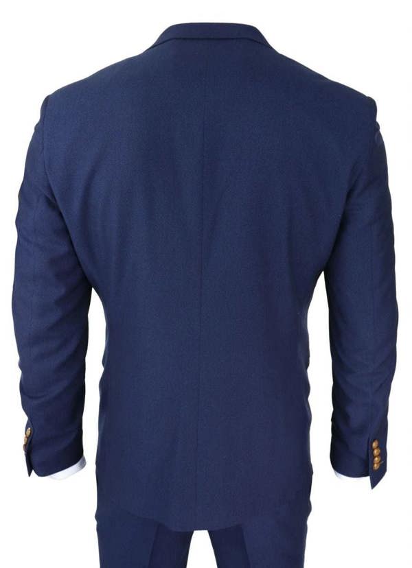Paul Andrew Mens 3 Piece Navy Blue Birdseye Classic Suit