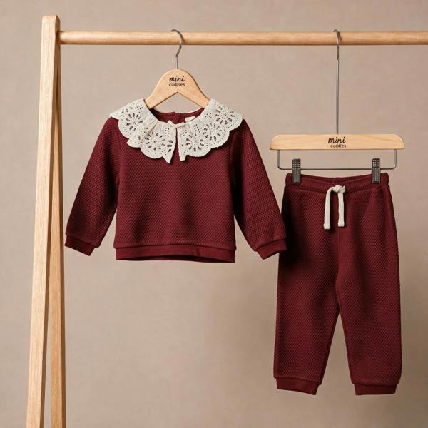 Girls Maroon 2 Piece Top And Bottom