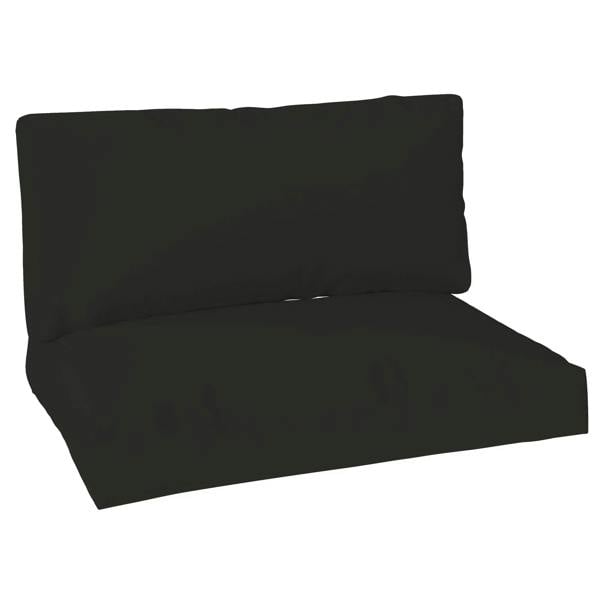Two-piece black seat and back cushion set with squared edges