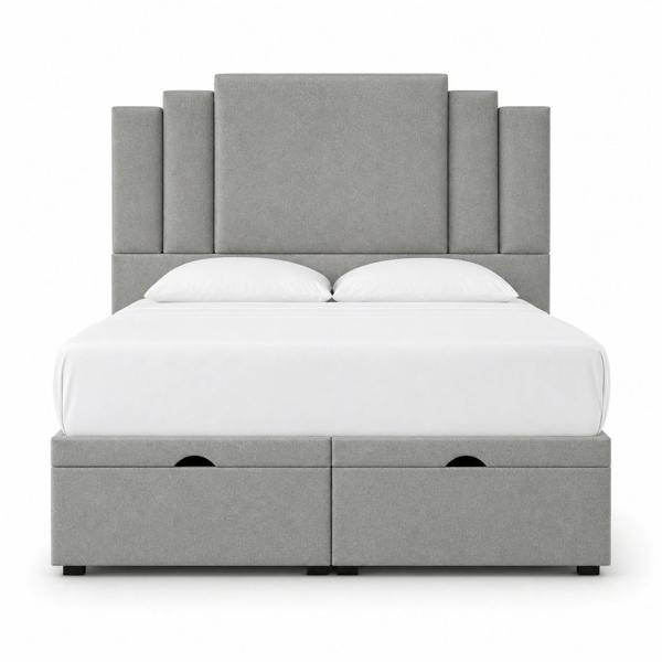 Great British Beds Nova Art Deco Divan Ottoman Bed - Silver Plush