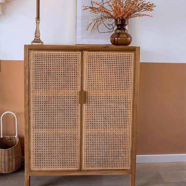 T3 Rattan Sideboard, Hallway Storage, Shoe Storage with bathroom cabinets with mirror