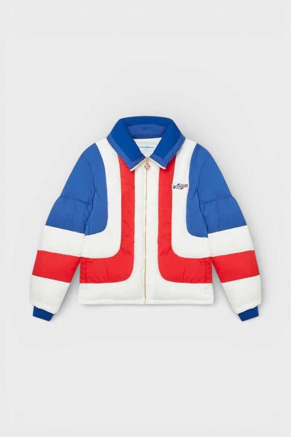 Casablanca Curve Panel Puffer Jacket Red White Blue