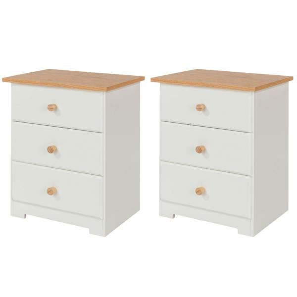Core Products Set of 2 Colorado Rustic White 3-Drawer Bedside Cabinets