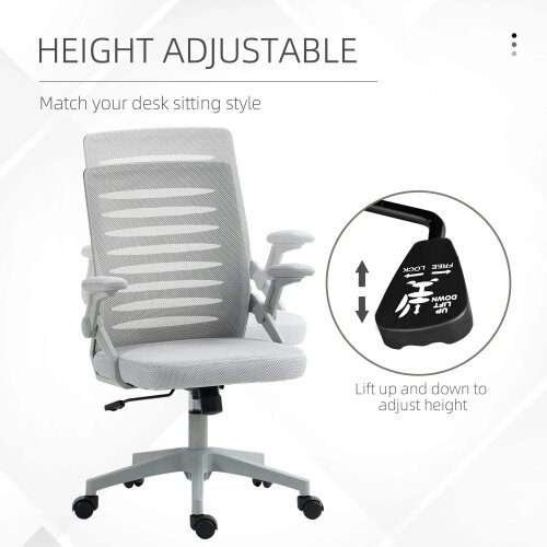 44-53.5cm Adjustable Height Work Chair, with Mesh Back - Grey