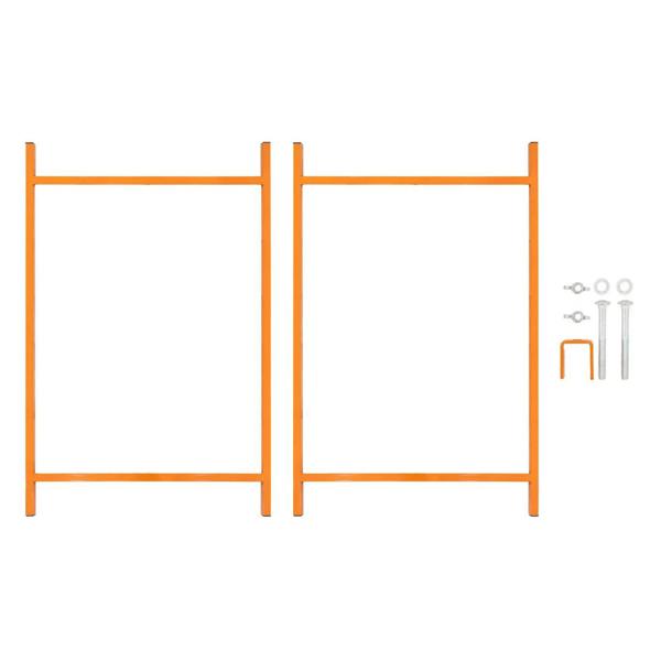 Three sturdy orange mortar board stands, each 750mm high, with accompanying hardware for secure assembly and stability
