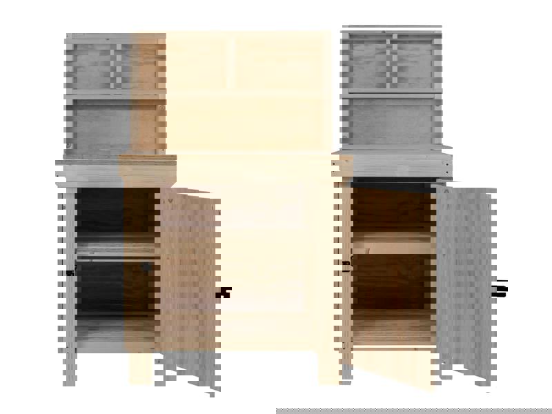 Arbor Garden Solutions Wooden Plywood Top Workbench With Lockable Cupboard (V.9) With back panel, Double Shelf