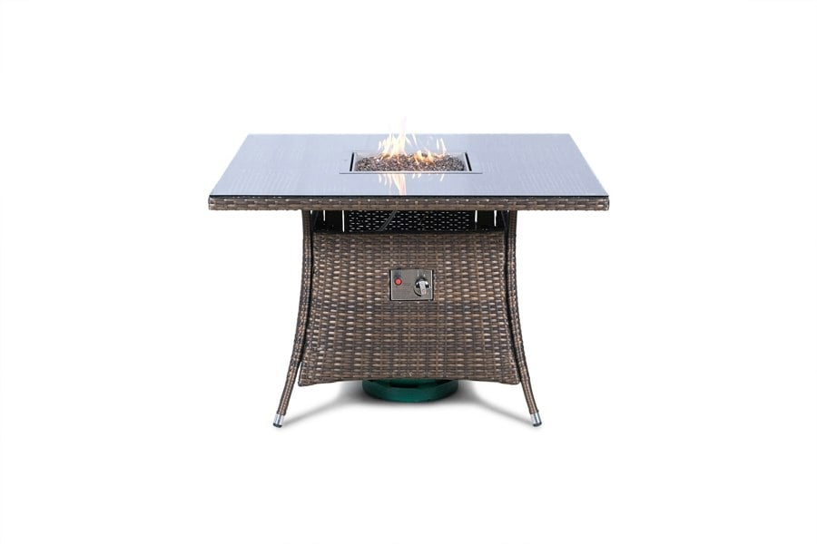 Giardino Arizona Fire Pit 4 Seater Square Rattan Dining Set