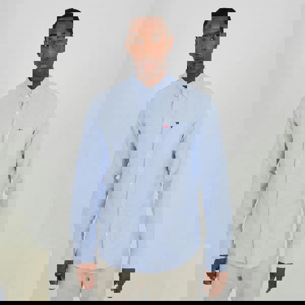 Brave Soul Light Blue Cotton Long Sleeve Oxford Shirt - Light Blue Image 1