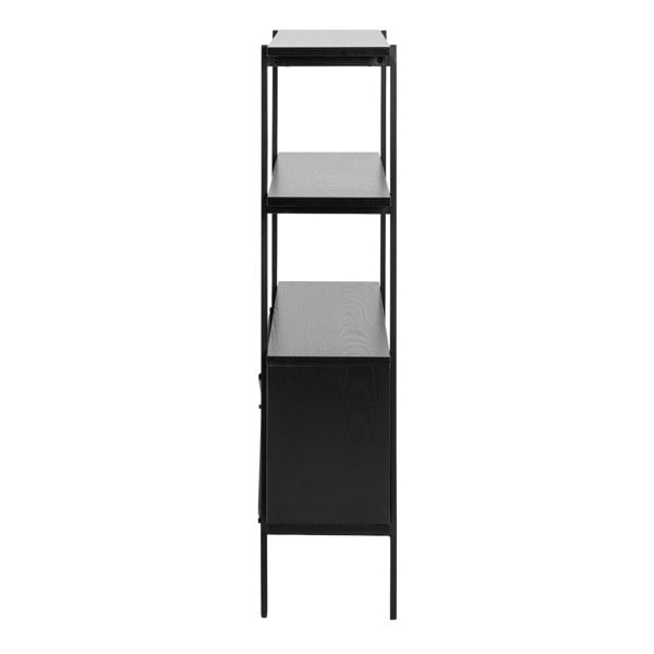 Furniture To Go Angus Small Bookcase with 2 Sliding Doors in Black