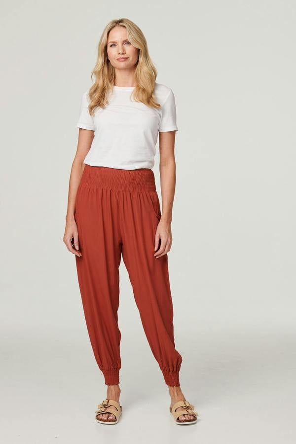 Orange | High Waist Pull On Tapered Pants