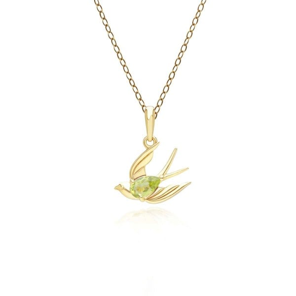 253P340801925 ECFEW™ Creator Peridot Hummingbird Pendant Necklace in Gold Plated Sterling Silver 