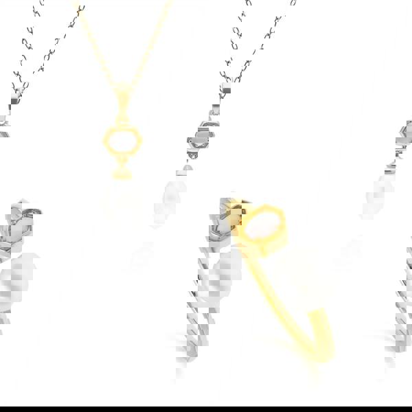 270P030602925-270R059002925 Modern Pearl & Moonstone Pendant & Ring Set in Gold Plated Silver 1