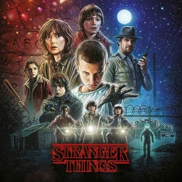 Stranger Things Canvas Print - Red/Midnight Blue