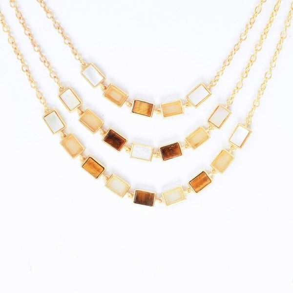 Lila Rasa Earthy Tone Triple Layer Necklace