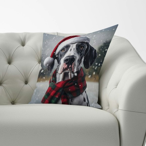 Warren Reed Snowy Christmas Great Dane Cushion