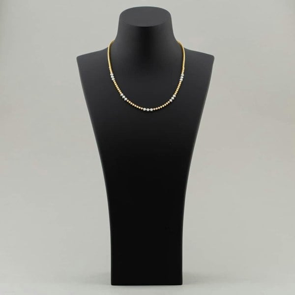 T. H. Baker 18ct Two Colour Gold 3.00ct Brilliant Cut Diamond Half Tennis Necklace HSN1055(3.00CT)S