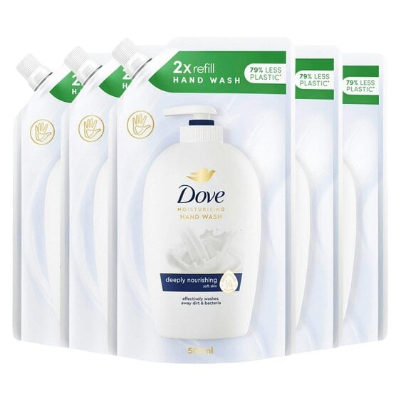 Dove Moisturising Hand Wash Eco-Refill 500ml, Deeply Nourishing 5 Pack