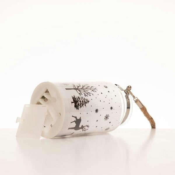 16cm Christmas Decorated Jar Table Winter Woodland Scene Lantern with Warm White LED Glow image 7