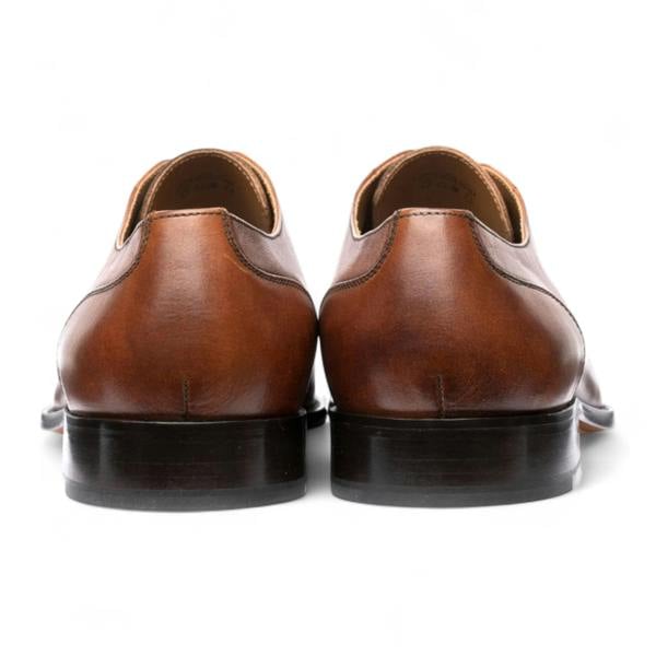Chapman & Moore Men's Brown Plain Leather Cap-Toe Derby Shoes