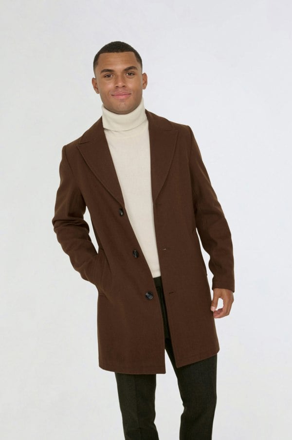 Harry Brown London Josh Wool Melton Overcoat - Brown