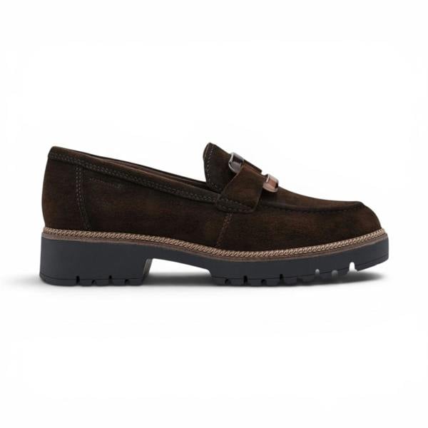 Tamaris Women's Brown Suede Leather Loafer Casual Shoes - 24722-43
