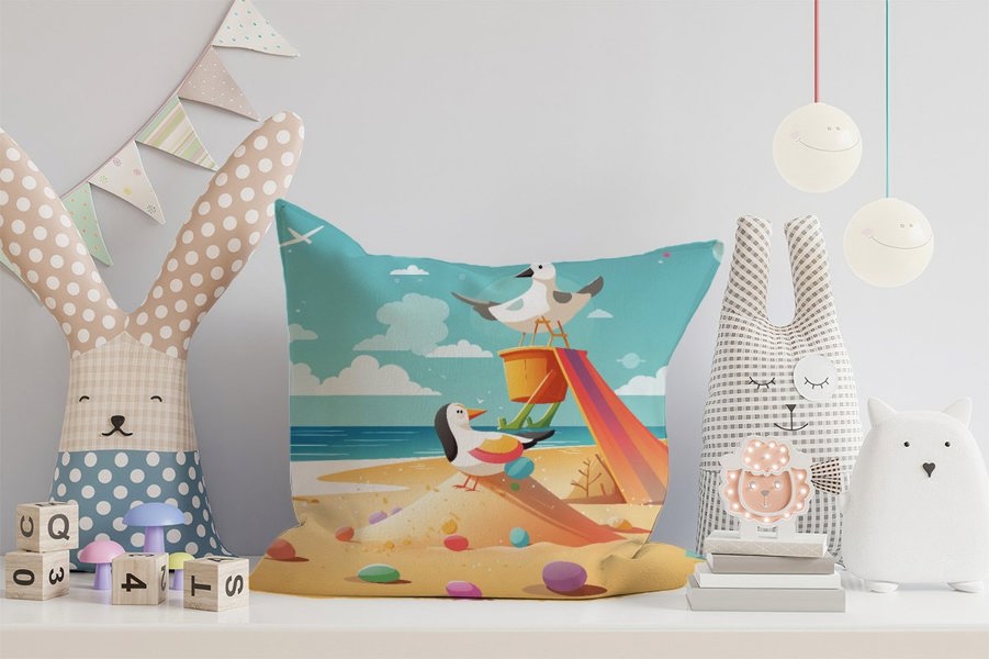 Warren Reed Seagulls On A Beach Holiday Cushions