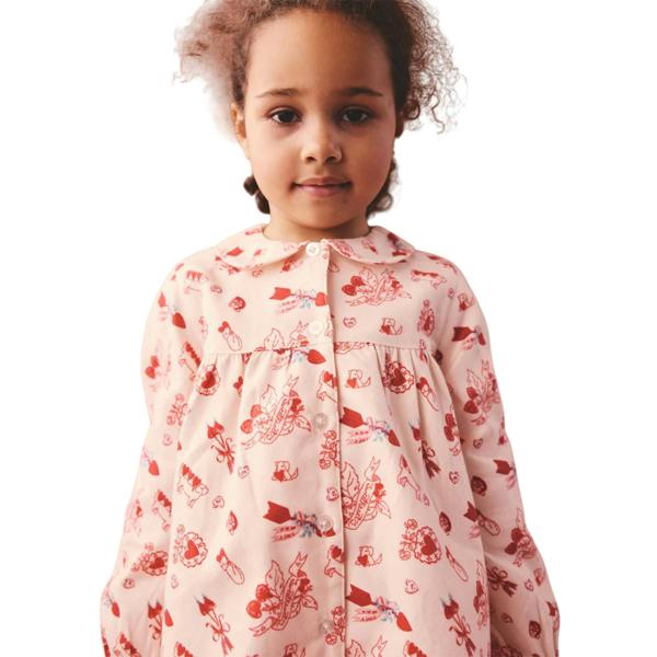Cath Kidston Girls Heart Woven Button Through Pyjama Set - White - 
