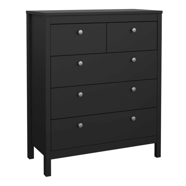 Wyld Haus Gossmere Matt Black Bedroom Set - Bedside Table + Chest of Drawers + Wardrobe 2 Doors