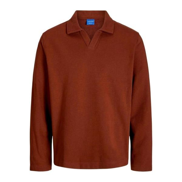 Jack And Jones Mens Split Neck Relaxed Fit Sweatshirt - Brandy - 