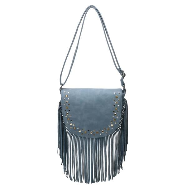 Kitise Western Style Bohemian Fringe Tassel Studded Crossbody Bag