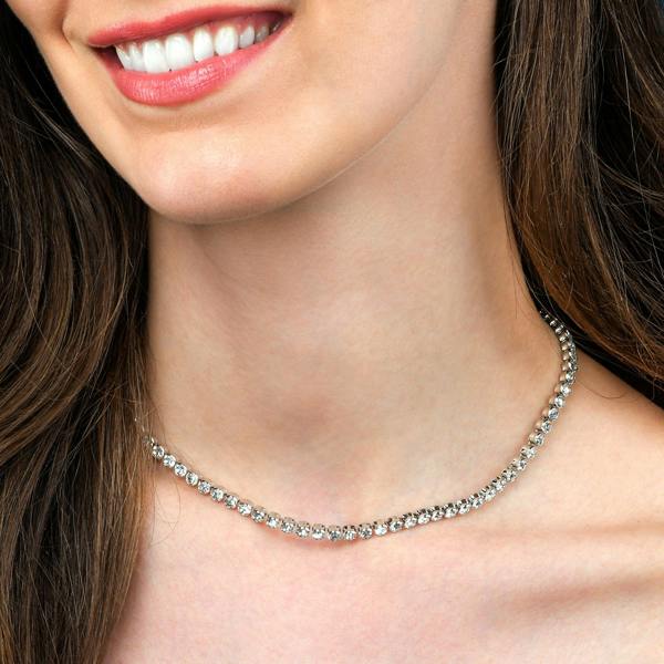 Zavana Silver Tennis Necklace for Women and Teenage Girls with Cubic Zirconia Stones