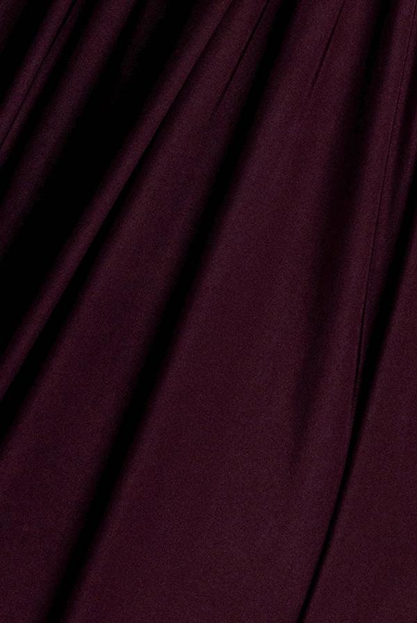 Gathered Shoulder Wrap Neck Draped Waist Maxi Dress - Burgundy DR5005