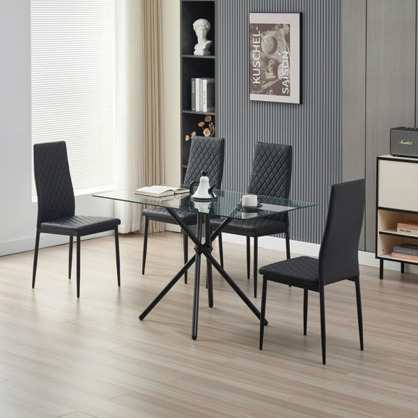 Indoor Living Miami Dining Table with 4 Emily Leather Chairs