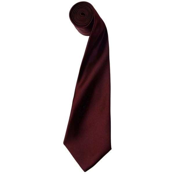Premier Mens Plain Satin Tie (Narrow Blade) (Pack of 2) - Burgundy