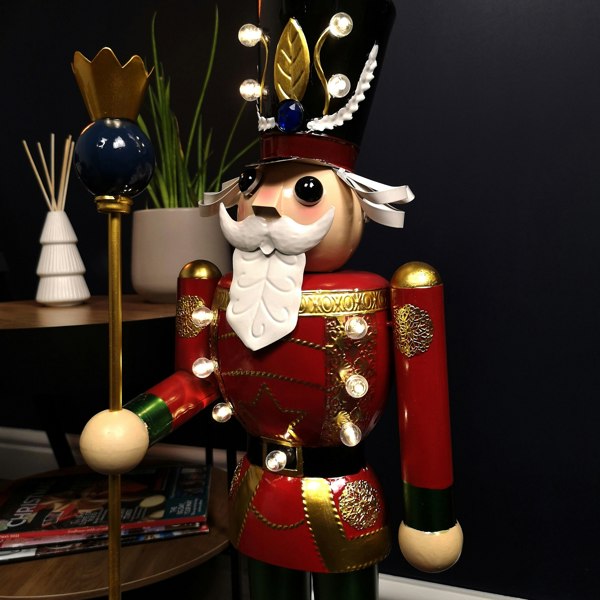 Samuel Alexander 80cm Light Up Nutcracker Soldier LED Christmas Wooden Ornament Home Decoration