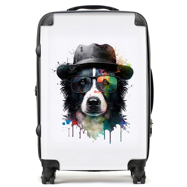 Warren Reed Border Collie Dog Splashart Suitcase