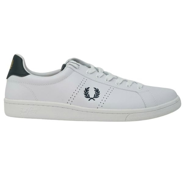 Fred Perry Black Heel Leather Trainers - White