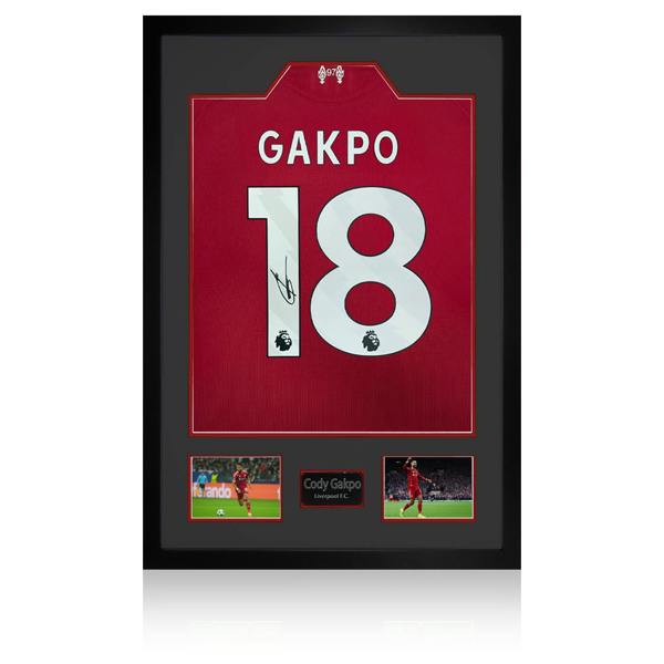 Cody Gakpo Signed Liverpool Shirt Premium Frame (ACG Cert)