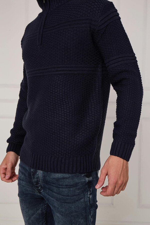 Elaina Fashion Men’s Textured Half Zip Jumper
