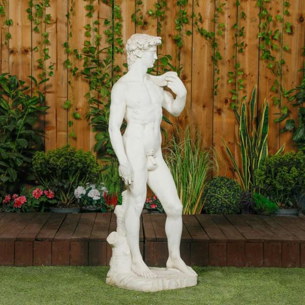 White Stone Large David Garden Statue 