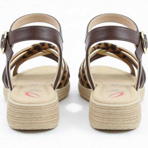 Heavenly Feet Heavenly Feet SYMPHONY Womens Ankle Strap Sandals Chocolate/Leopard