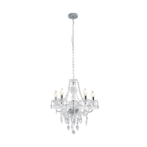 Pagazzi Lighting Vivienne 5 Light Chrome & Clear Chandelier Ceiling Pendant