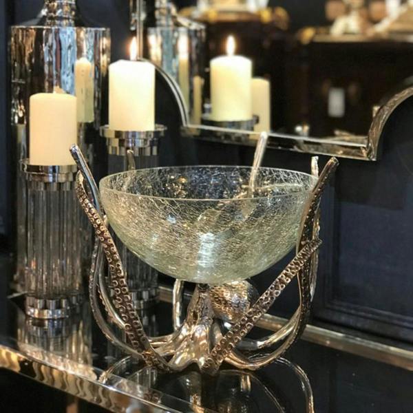 Culinary Concepts Octopus Stand & Crackle Glass Bowl