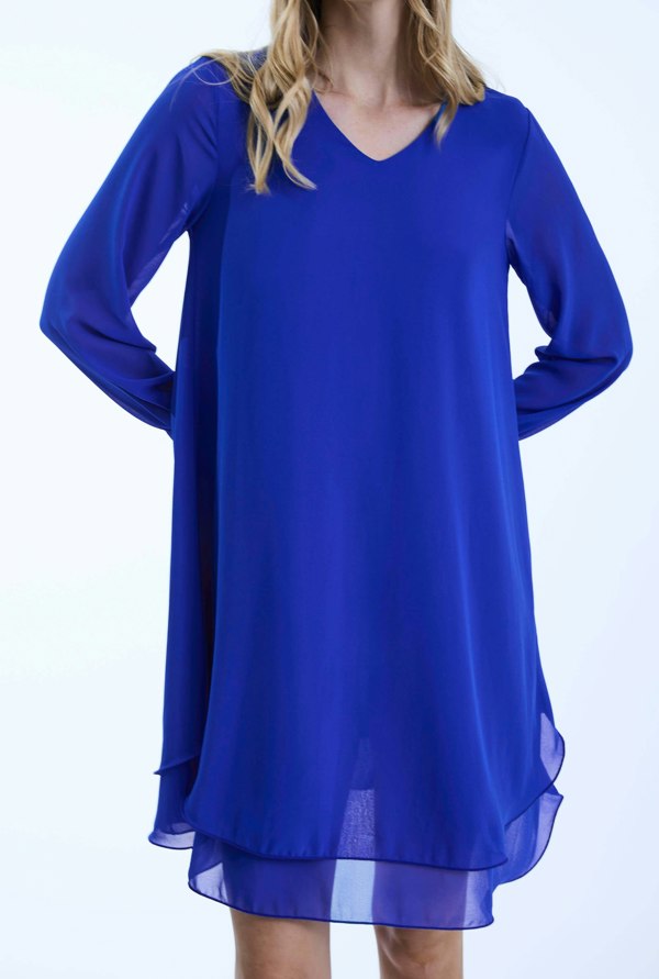 James Lakeland Long Sleeve Royal Wave Hem Dress