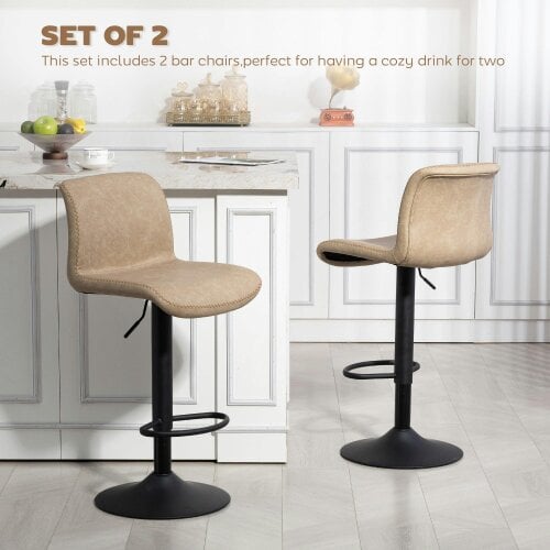 Wyld Haus Salile Set Of 2 Light Brown Faux Leather Breakfast Bar Chairs With Backrest